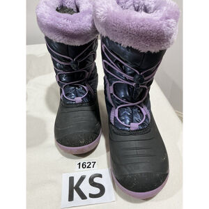 Big Girls Kamik Navy Purple Weather Resistant Fur Lined Mid calf Snow boots 7